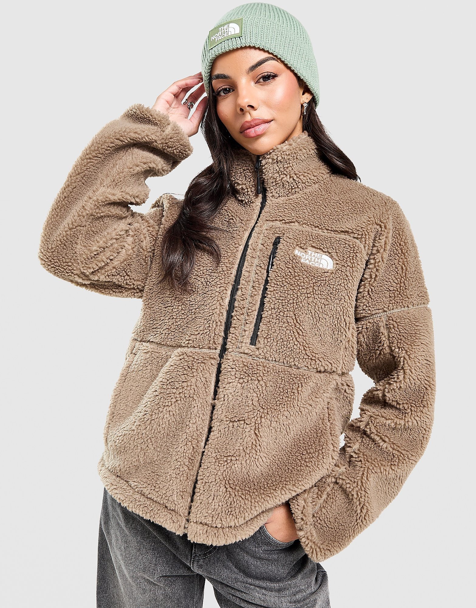 The North Face Sudadera Hangita High Pile Zip, Marrón