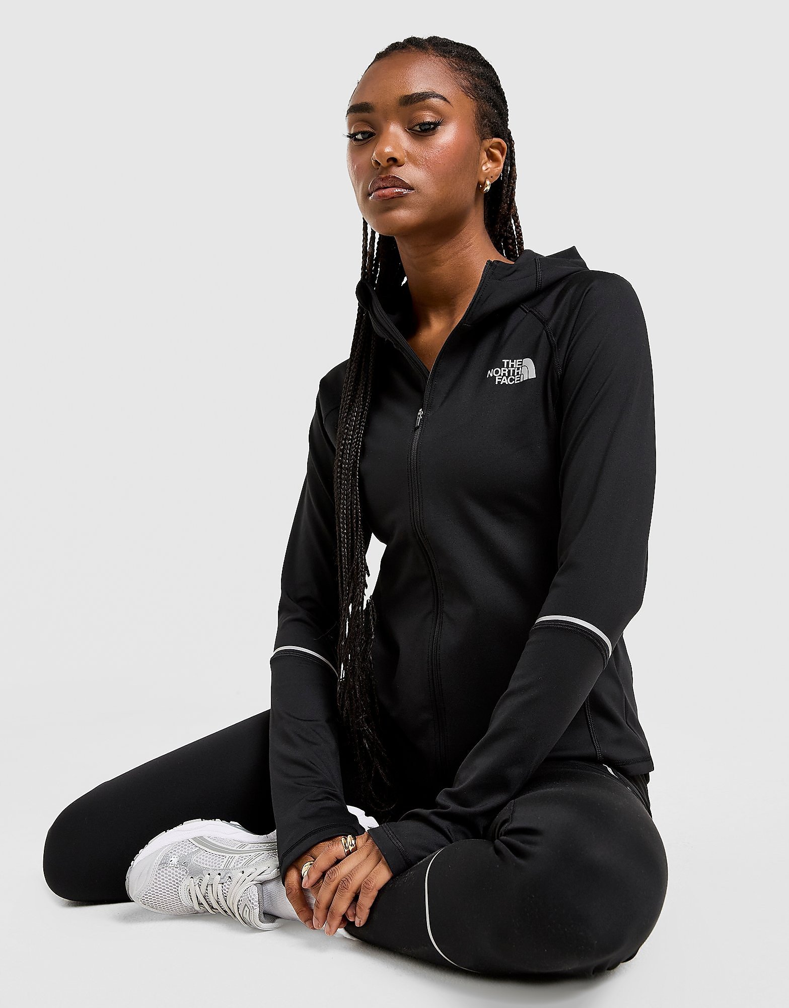 The North Face Sudadera con capucha Run Zip Slim, Negro