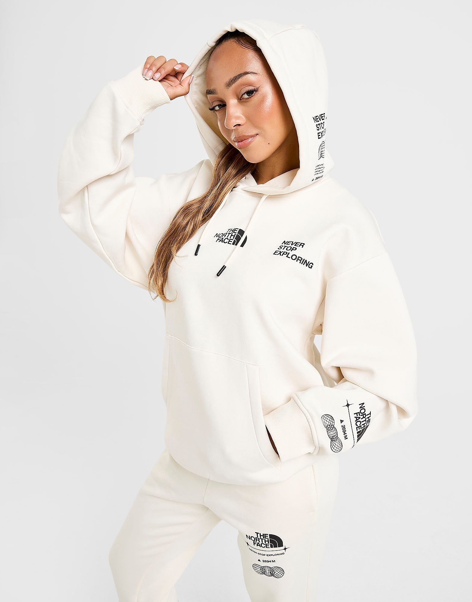 The North Face Sudadera con capucha Multi Tech Overhead, Crema